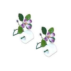  Iron tissue roll holders, Purple Hibiscus (pair)