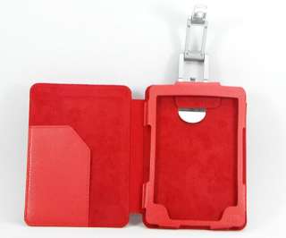   Kindle 4 4th Red Pu Leather Wallet Case Cover +Slim Reading Light New