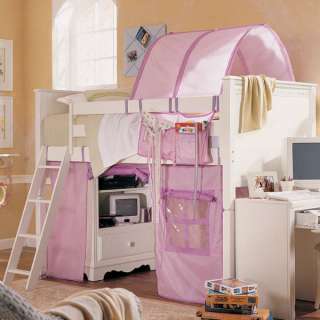 Youth Twin White Loft Bed w/ Pink Tent  