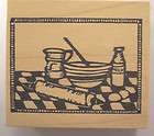 Rubbermoon Rubber Stamp of Baking Materials on a Checkered Table Cover