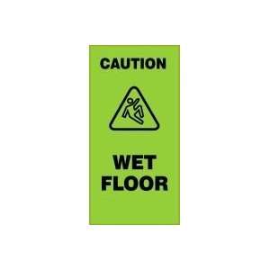   2X Fold Ups Sign in Bright Green, CAUTION WET FLOOR