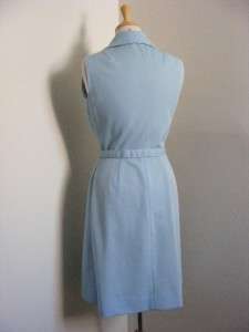 Vtg Late 60s BUTTE KNIT Cardigan Sweater & Scooter Dress Set Baby Blue 