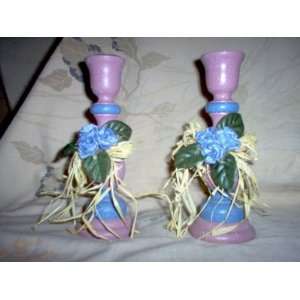 Wooden Country Style Candleholders 