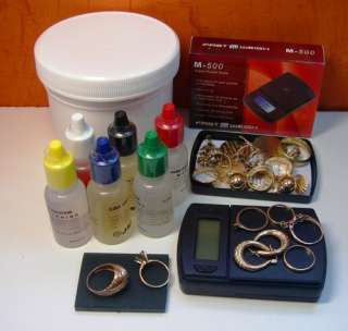   /Platinum/ Silver 10k 24k Gold Test Kit  Stone+MS 600 Scale+Container