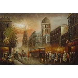  Early Nineteenth Century American Street Scene Oil 