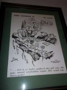 RJR RJ Reynolds Tobacco Framed Cartoon Grin & Bear It 1961  