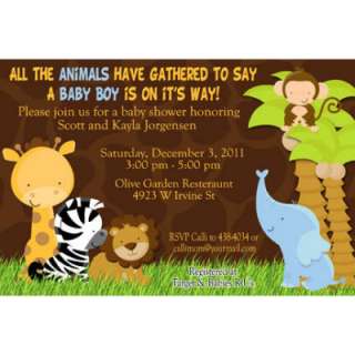 Jungle Safari Baby Shower Invitations Candy Bar and Water Bottle 