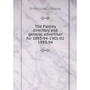   advertiser for 1893 94 1901 02. 1893 94 Directories.   Paisley Books