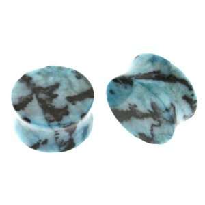  Blue ite Stone Plugs   7/8 (22mm)   Sold as a Pair 