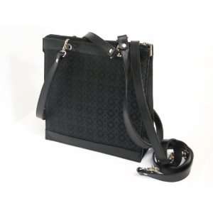 Black Leather and Silk Handbag 