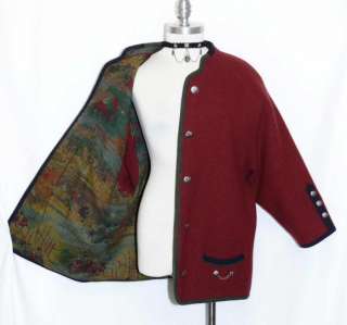 STEINBOCK ~ Burgundy BOILED WOOL Women AUSTRIA Winter SWEATER Jacket 