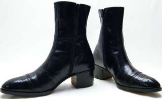 VINTAGE UOMO CASUCCIO & SCALERA BLACK LEATHER BROGUE ANKLE BOOTS SZ 7 