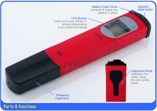 Digital Pen Type pH Meter Tester Thermometer + 2 Buffer  