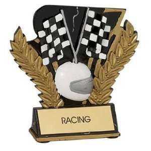  Car Racing Trophies   Gold and Black 6 Inch Wreath Resin Award Car 