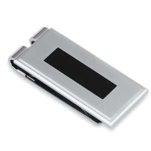 Men s STEL Stainless Steel Moneyclip with Black Enamel Inlay Accent 