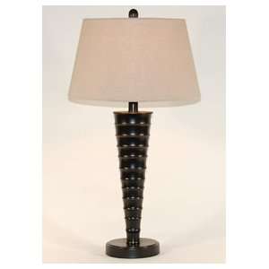   Retro Styled Bronzed Metal Tapered Column Table Lamp