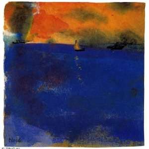   Emil Nolde   32 x 34 inches   Blue Sea (Sailboat and Two Steamships