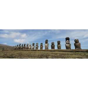 Moai Statues in a Row, Tahai Archaeological Site, Rano Raraku, Easter 
