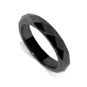    4mm Multifaceted Magnetic Hematite Band Ring Size 9.5 Jewelry