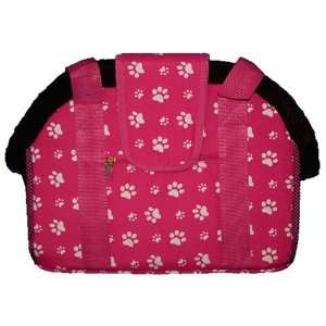   Open Top Dog Carriers Raspberry W/White Paw Prints