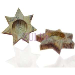  Olive Wood Bethlehem Star Candle Holder   Made In The Holy 