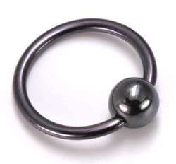 16g Titanium BlackOut Captive Bead Ring & Hematite Ball  