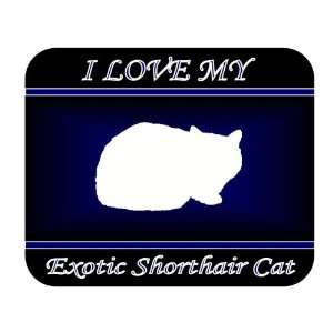  I Love My Exotic Shorthair Cat Mouse Pad   Blue Design 
