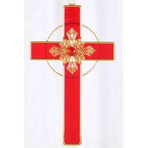  Stained Glass Cross with Filigree   Ruby Red