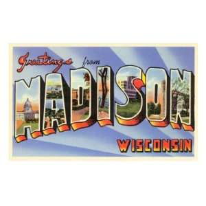  Greetings from Madison, Wisconsin Premium Poster Print 