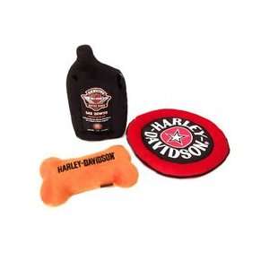 DOG SQUEEKY TOY, MOTORCYCLE OIL CAN, SOFT HARLEY DAVIDSON DOG TOY