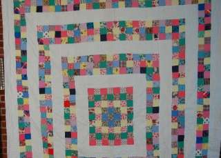 This CRISP, STURDY cotton 40s Boston commons/postage stamp quilt is 