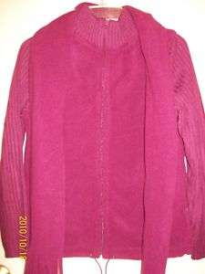 Carolyn Taylor Ladies Fleece Jacket+Scarf Red Plum S  