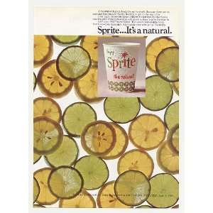  1968 Sprite Soda Its a Natural Paper Cup Lemon Lime Print 
