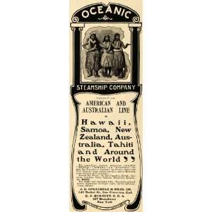 1902 Ad J D Spreckels & Bros Co Hawaiian Women Ship   Original Print 