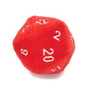  5 20 Sided Fuzzy Die (Red With White) Toys & Games