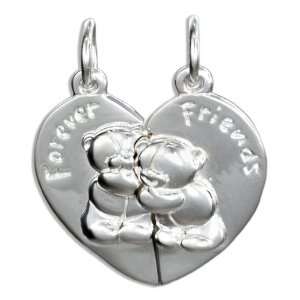    Sterling Silver Bears Two Piece Forever Friends Pendant. Jewelry