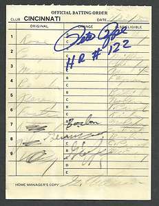   1975 Reds PETE ROSE Signed AUTOGRAPHED Baseball Lineup SPARKY ANDERSON