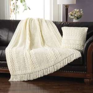  Aran Textures and Cables Afghan and Pillow Set (Starlette 