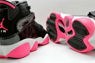 Nike Girls Air Jordan 6 Rings Sz 6.5 Y GS  Blk Spark Pink Retro VI 