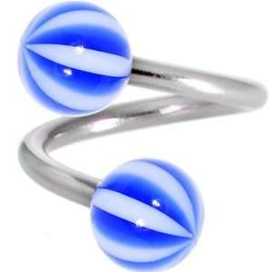  Spiral Twister   Cabana Blue Beach Ball Belly Button Ring 