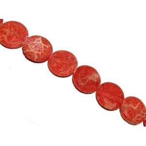Natural sponge coral coin gemstone beads, 20x20mm, sold per 16 inch 