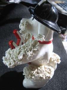 SPAGHETTI POODLE FIREMAN WHITE RED LADDER DOG FIREFIGHTER FIGURINE EX 