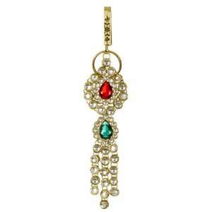  Bridal Kundan Keyring Challa with Red & Green Stones 