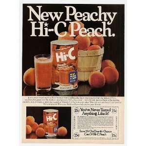 1977 New Peachy Hi C Peach Drink Basket of Peaches Print Ad (20895)