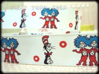 Cat in the Hat RIBBON 1 Grosgrain. Dr Suess. Thing 1&2  