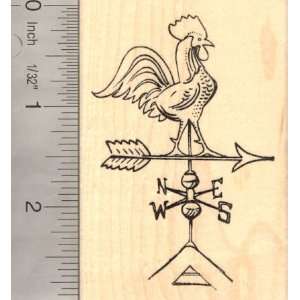  Rooster Weather Vane Rubber Stamp, Rustic Farm Arts 