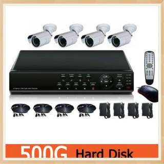 4CH SHARP CCD IR CCTV Camera H.264 DVR System Kit 500G For Security 