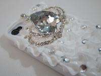 3D Cute Cake Bling Crown Crystal Bearl Case Cover for iPhone 4 4S 
