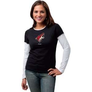 Phoenix Coyotes Womens Sequin Logo Long Sleeve Layered Tissue Tee 