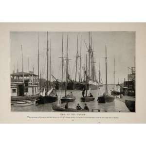  1902 Chicago Calumet River Harbor Dock Original Print 